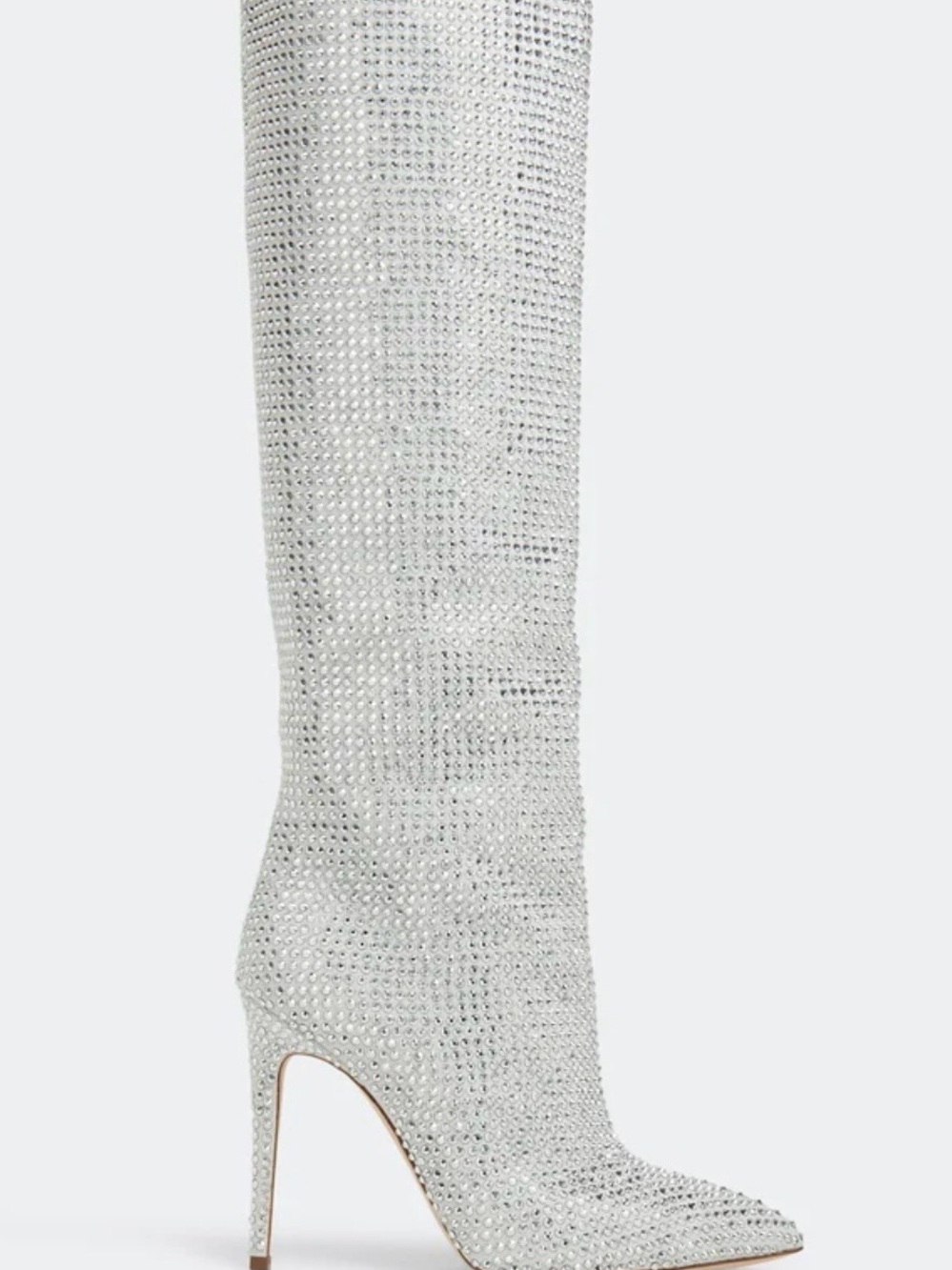 Paris Texas Silver crystal Holly Knee-High Stiletto Boot